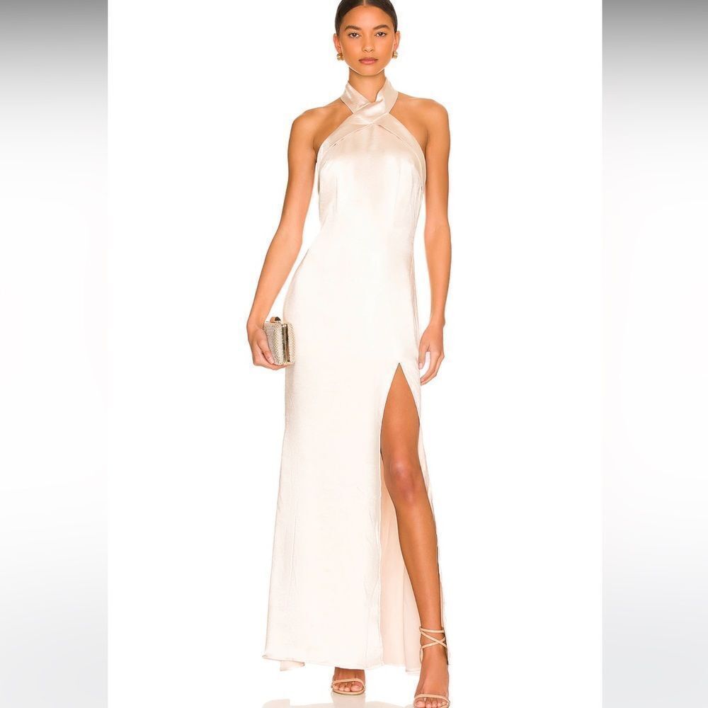 Elliatt X Revolve Larina Halter Maxi Dress in Pearl.Size L